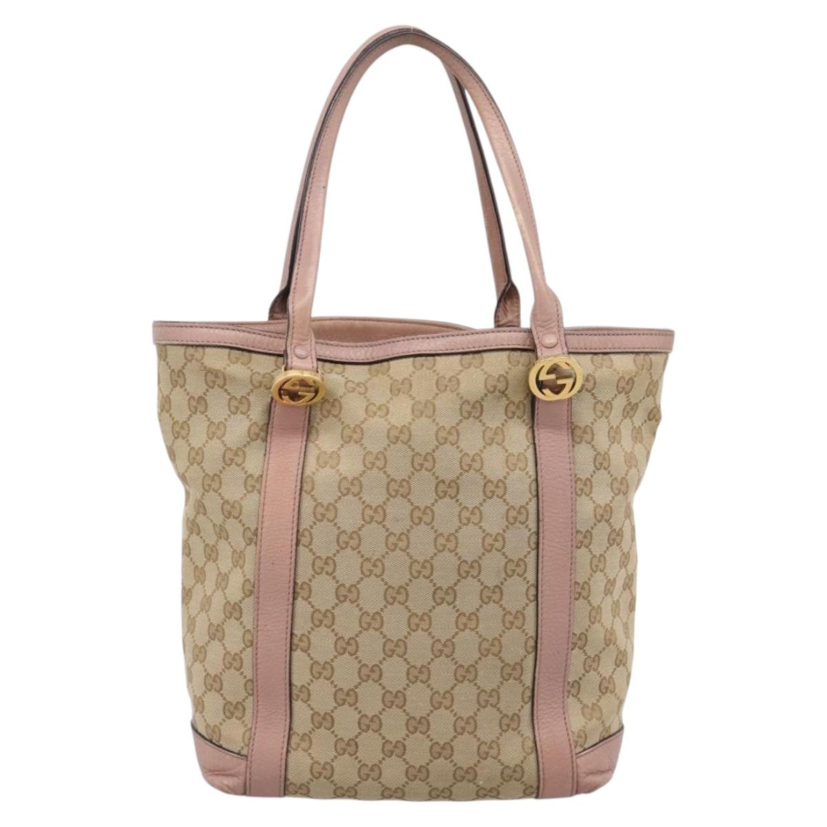 GUCCI GG Canvas Miss GG Tote Bag Beige Gold Tone 342591 Auth 198622