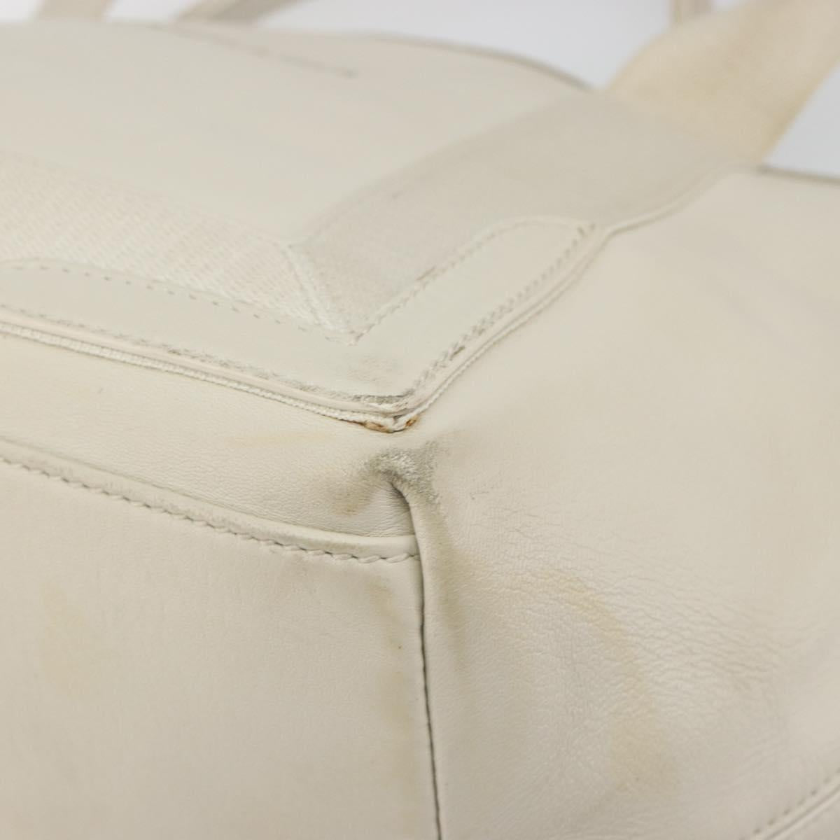 BALENCIAGA Navy Cabas S Hand Bag Leather Ivory Silver 339933 Auth 198623
