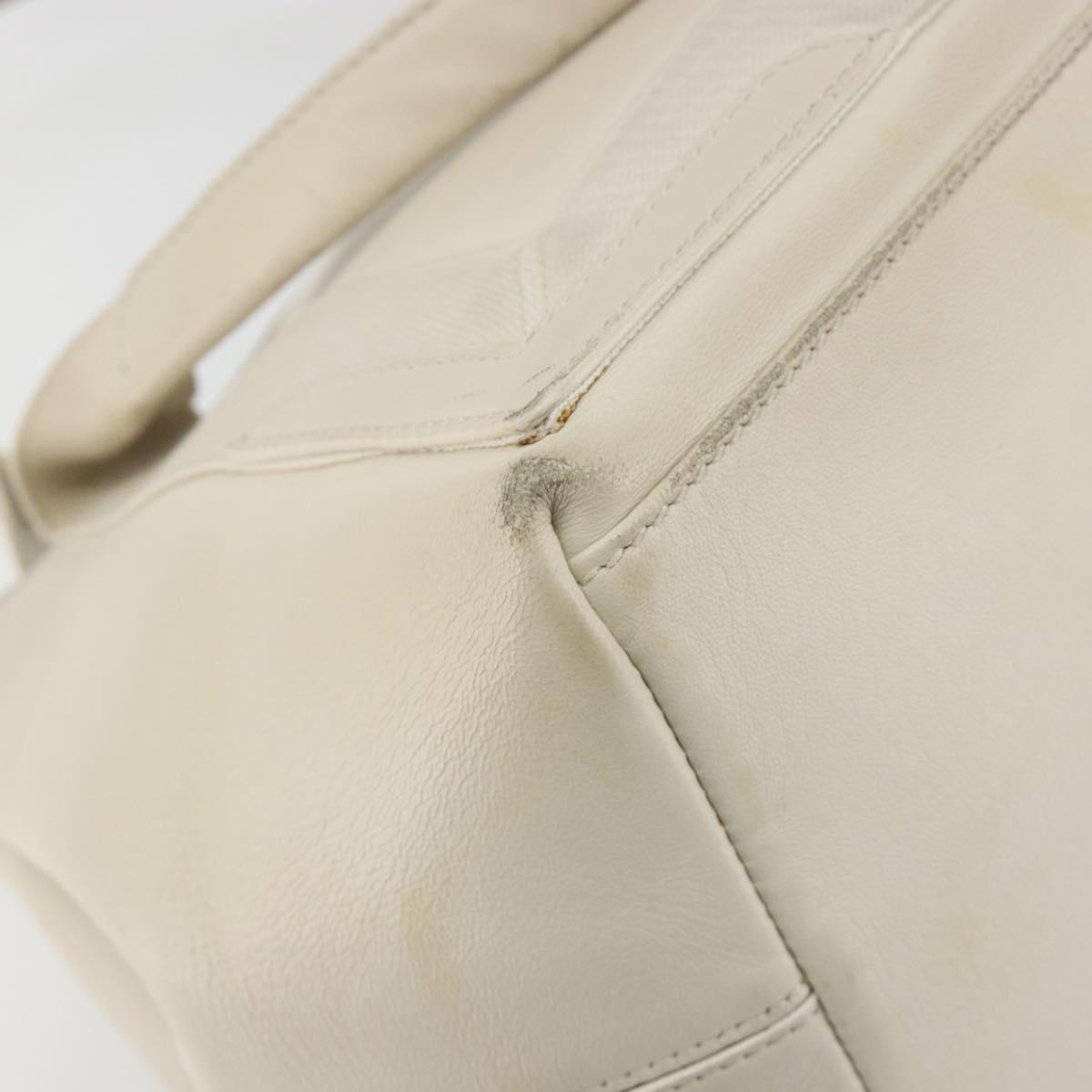 BALENCIAGA Navy Cabas S Hand Bag Leather Ivory Silver 339933 Auth 198623