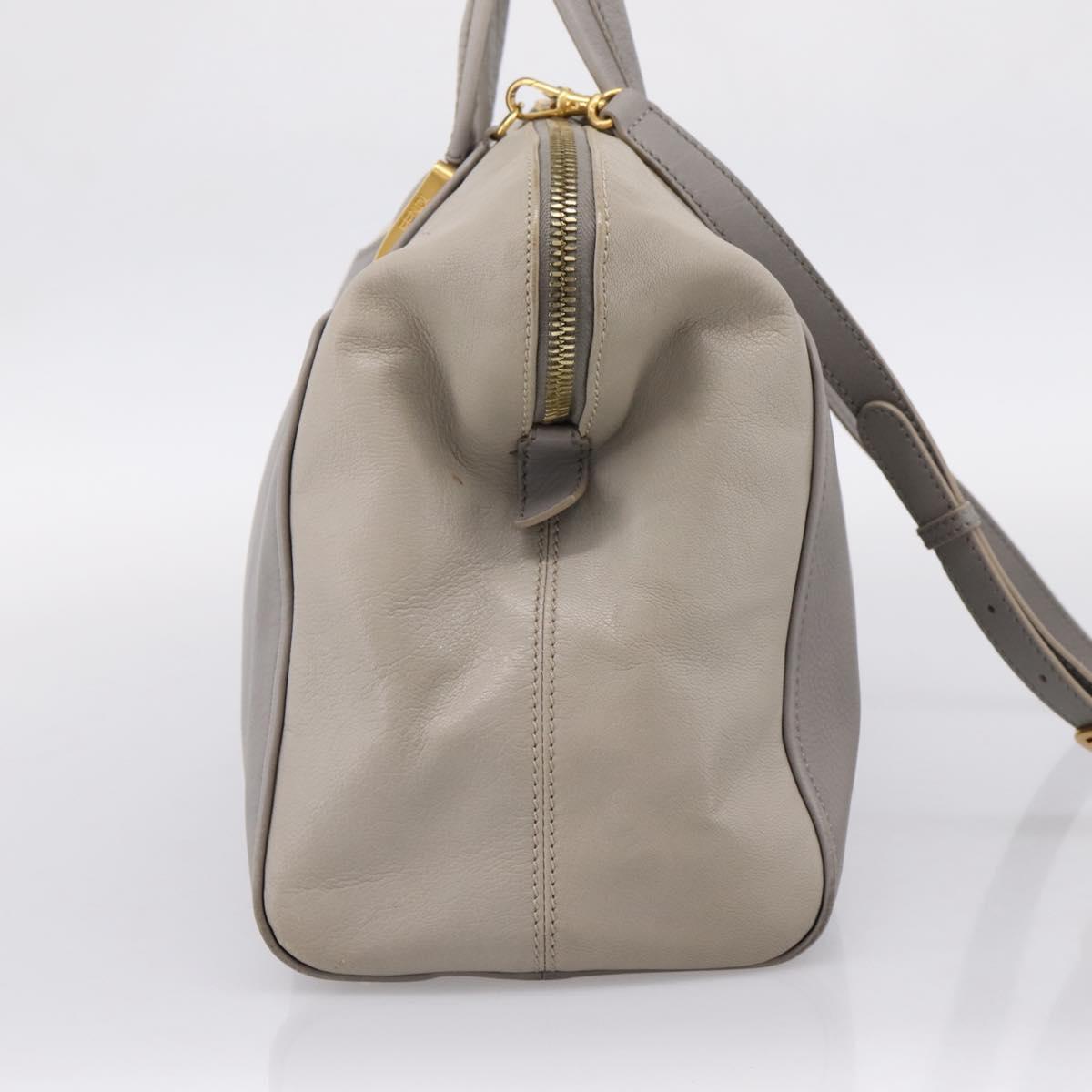 FENDI Chameleon Hand Bag Leather 2way Gray Gold Tone 8BL110 Auth 198625A
