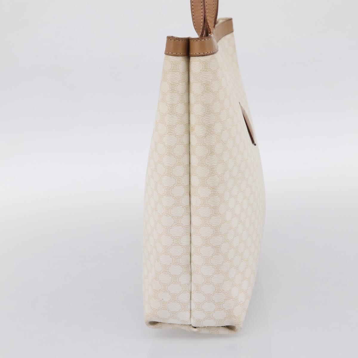 CELINE Macadam Tote Bag PVC Leather White Beige Auth 198626