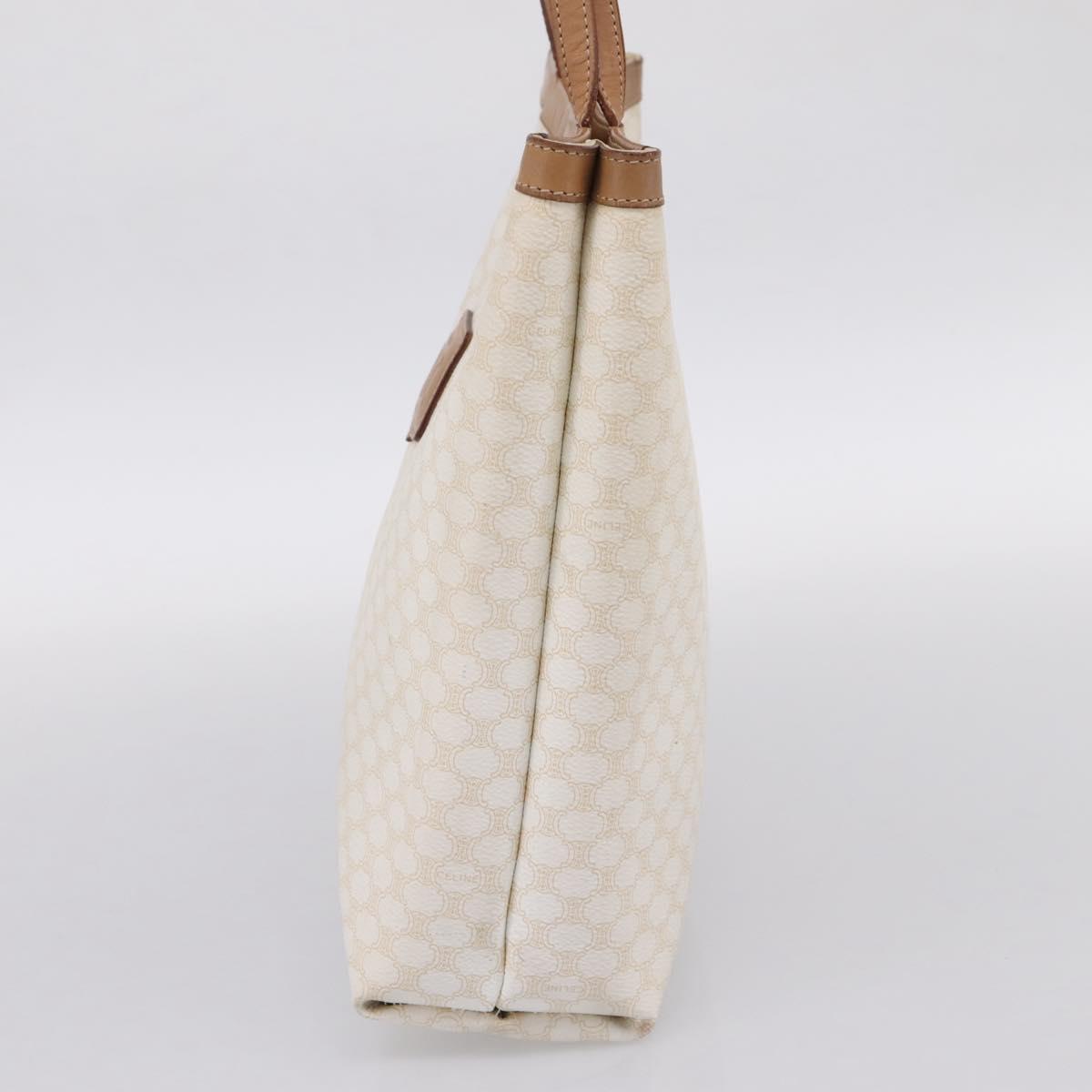 CELINE Macadam Tote Bag PVC Leather White Beige Auth 198626