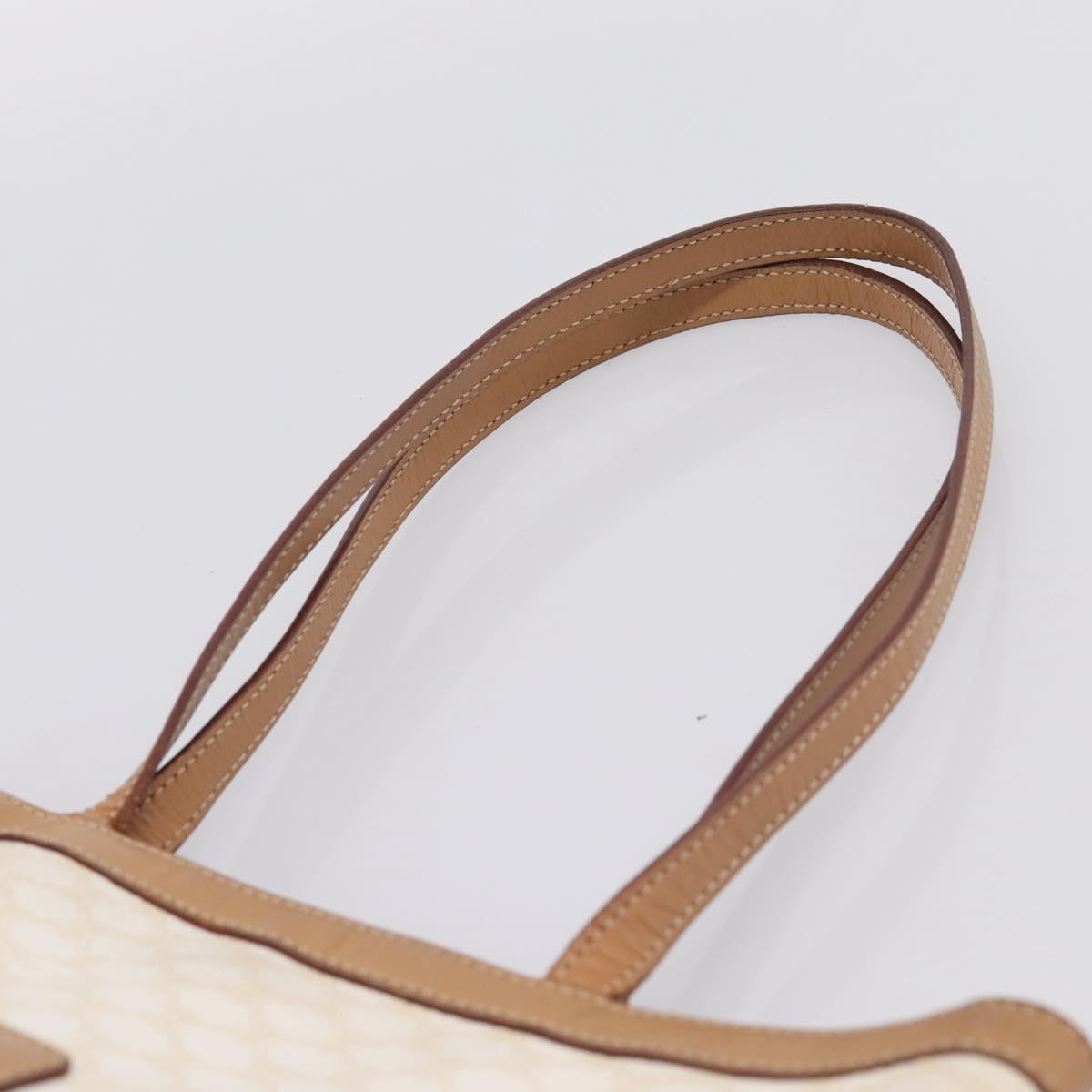 CELINE Macadam Tote Bag PVC Leather White Beige Auth 198626
