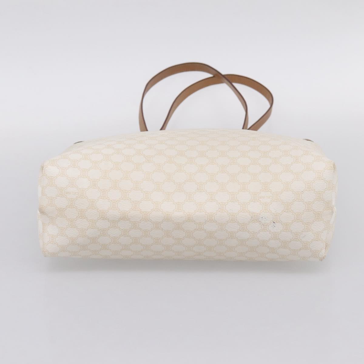 CELINE Macadam Tote Bag PVC Leather White Beige Auth 198626