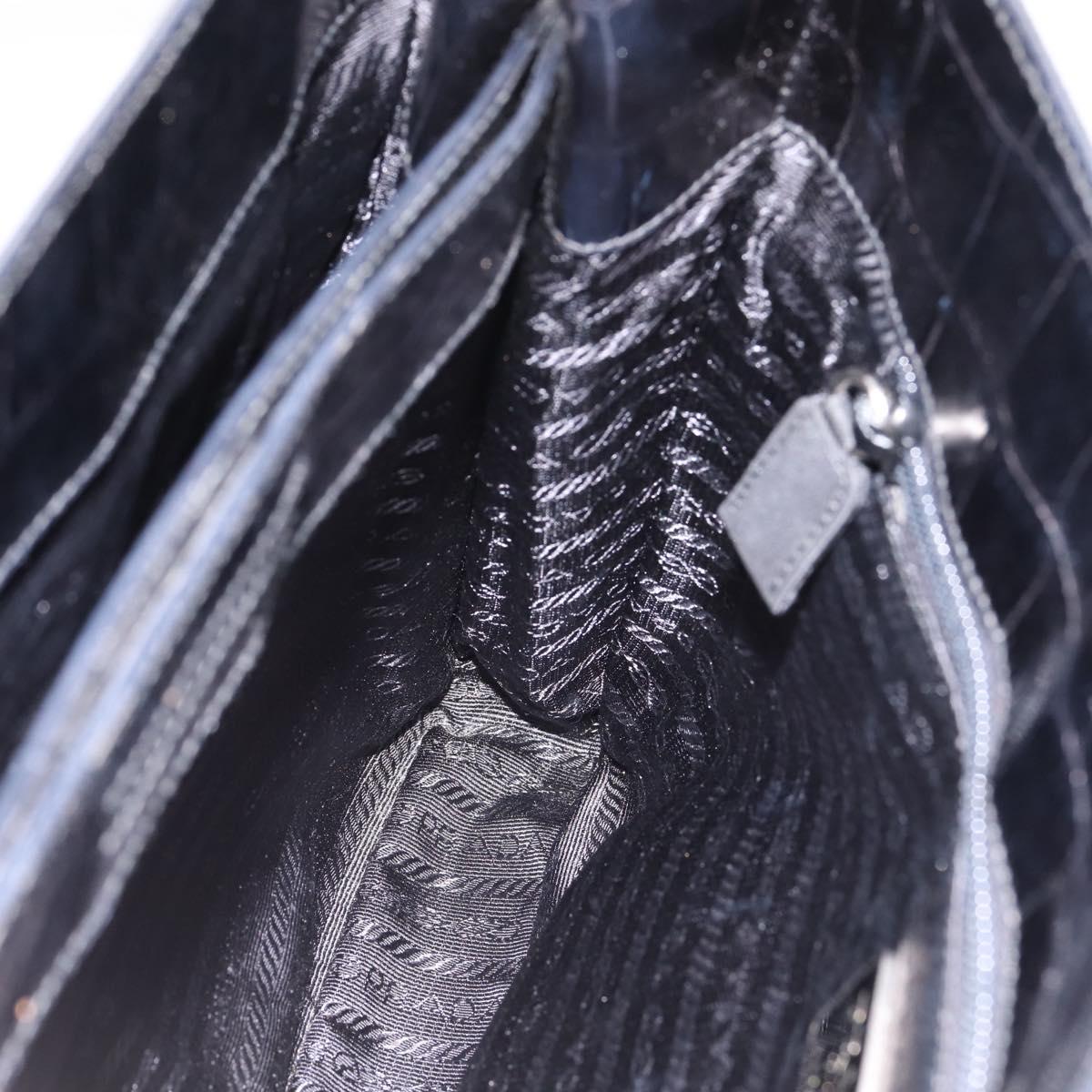 PRADA Tote Bag Nylon Black Silver Auth 198627A