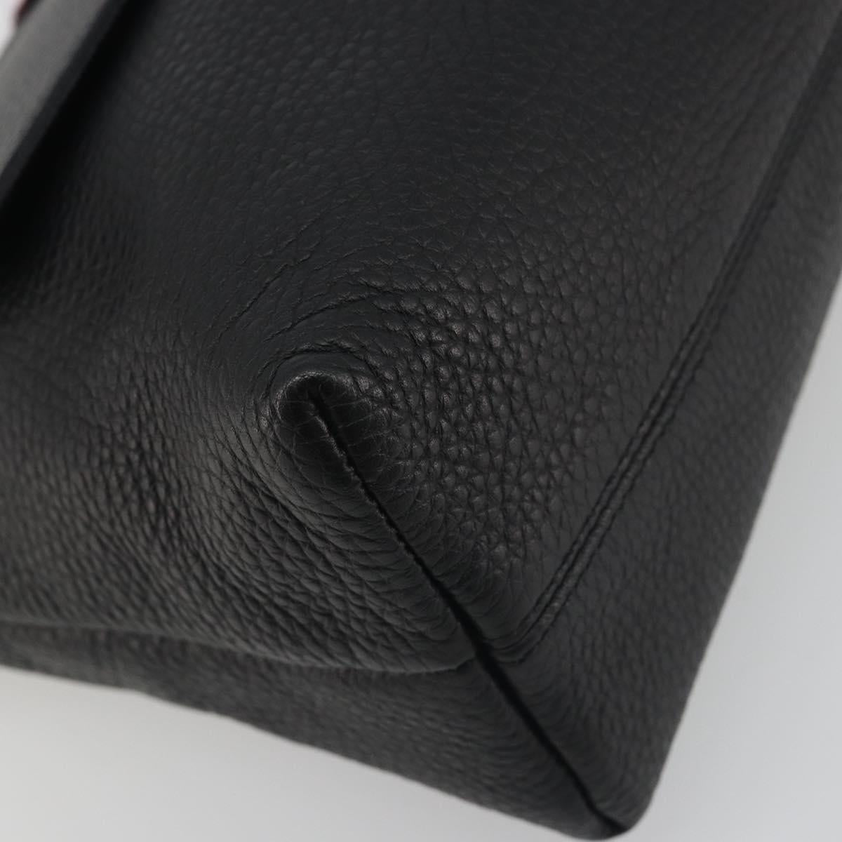 BURBERRY Shoulder Bag Leather Black Silver Auth 198628A