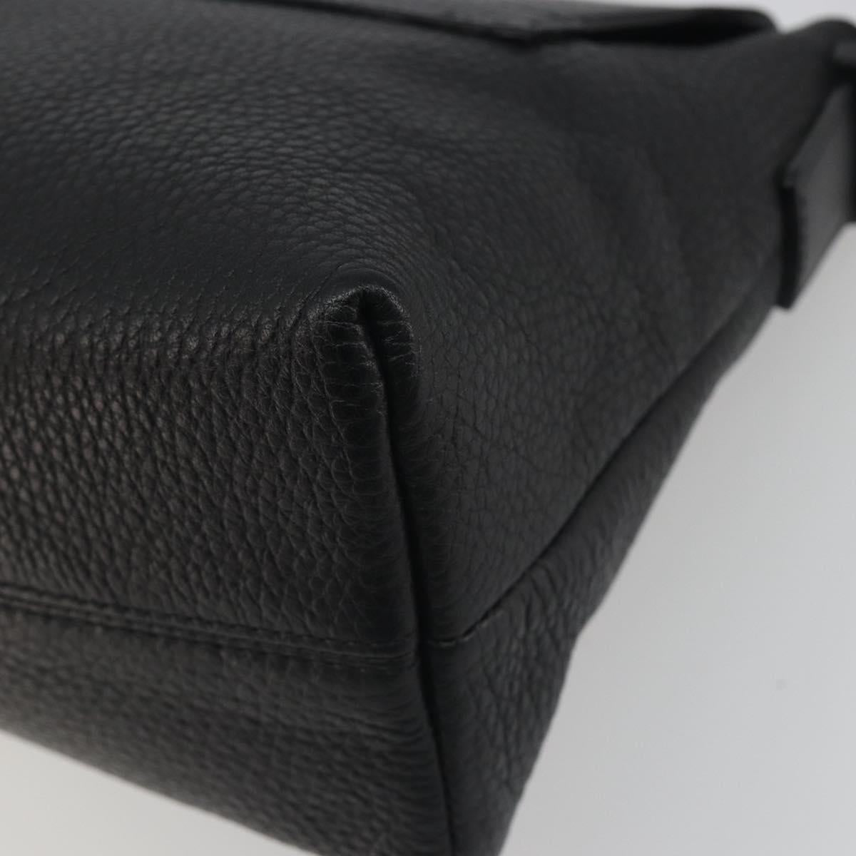 BURBERRY Shoulder Bag Leather Black Silver Auth 198628A
