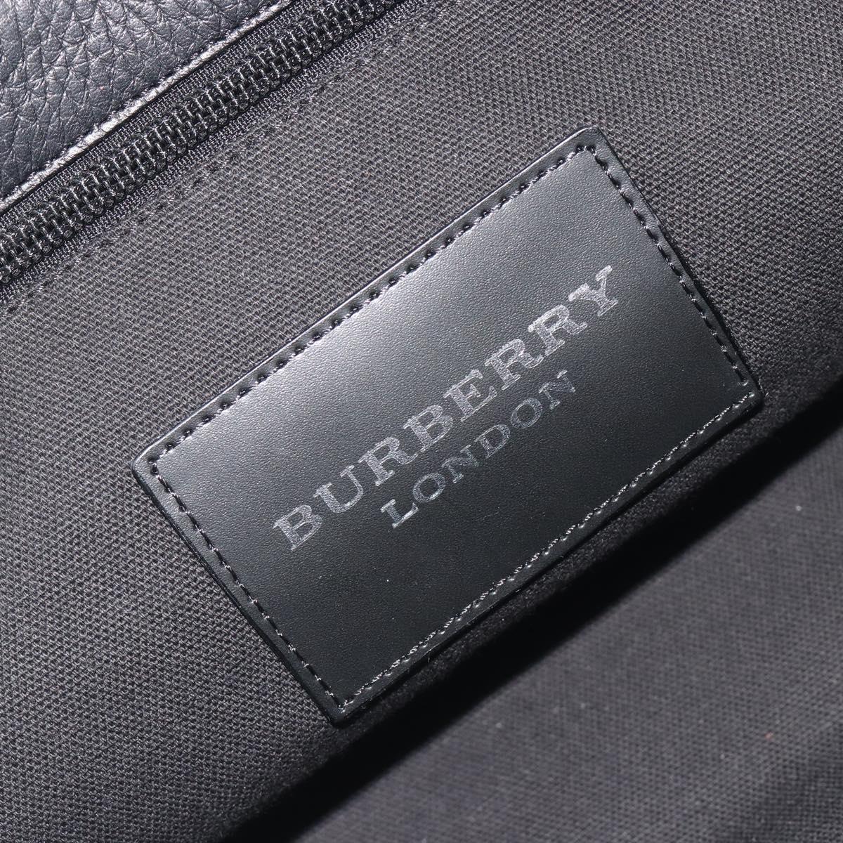 BURBERRY Shoulder Bag Leather Black Silver Auth 198628A