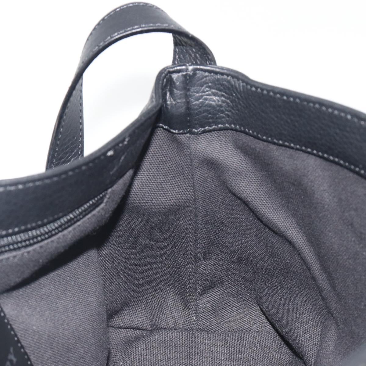 BURBERRY Shoulder Bag Leather Black Silver Auth 198628A