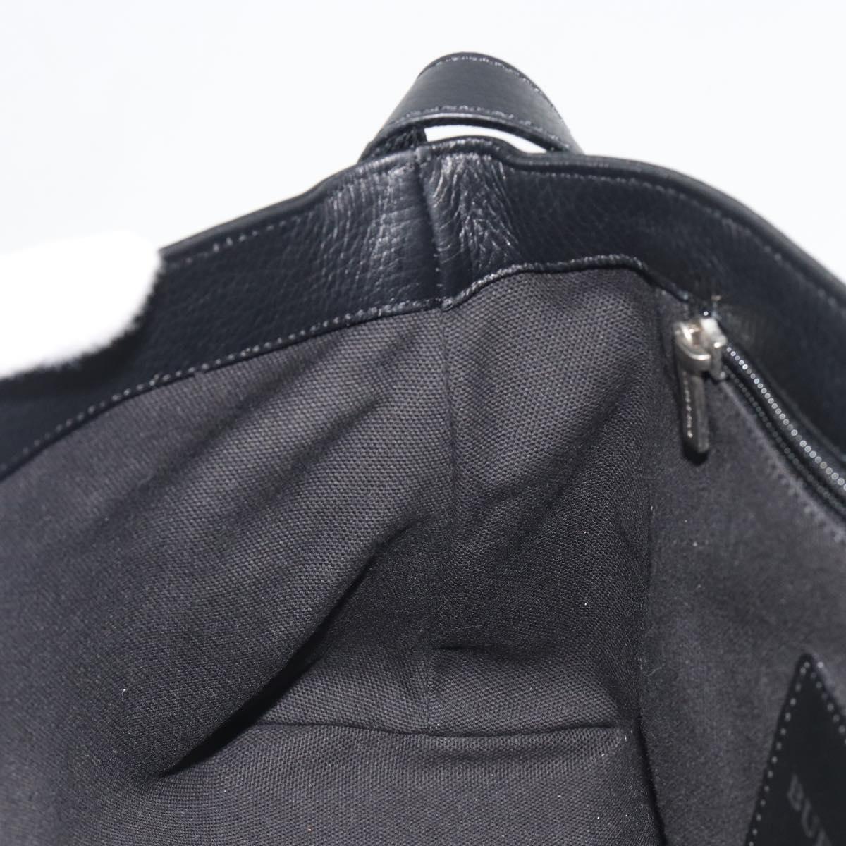BURBERRY Shoulder Bag Leather Black Silver Auth 198628A