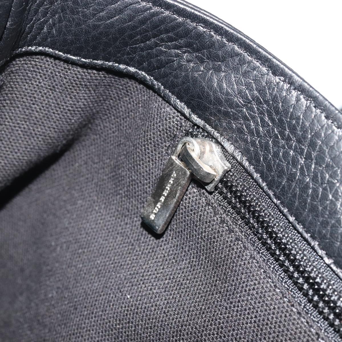 BURBERRY Shoulder Bag Leather Black Silver Auth 198628A