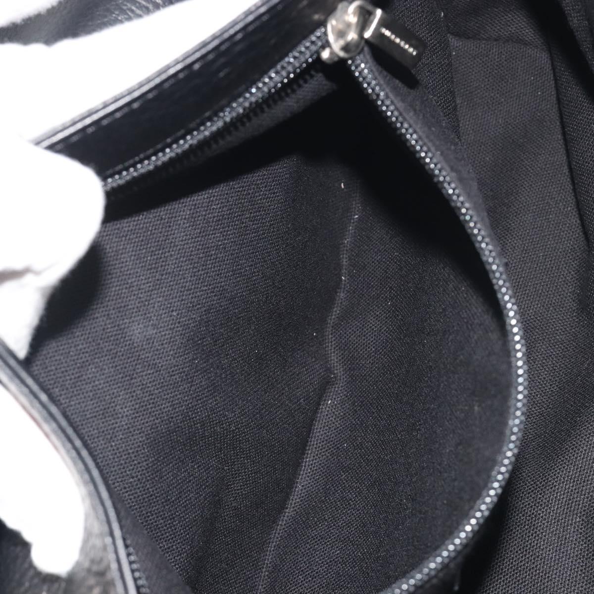BURBERRY Shoulder Bag Leather Black Silver Auth 198628A