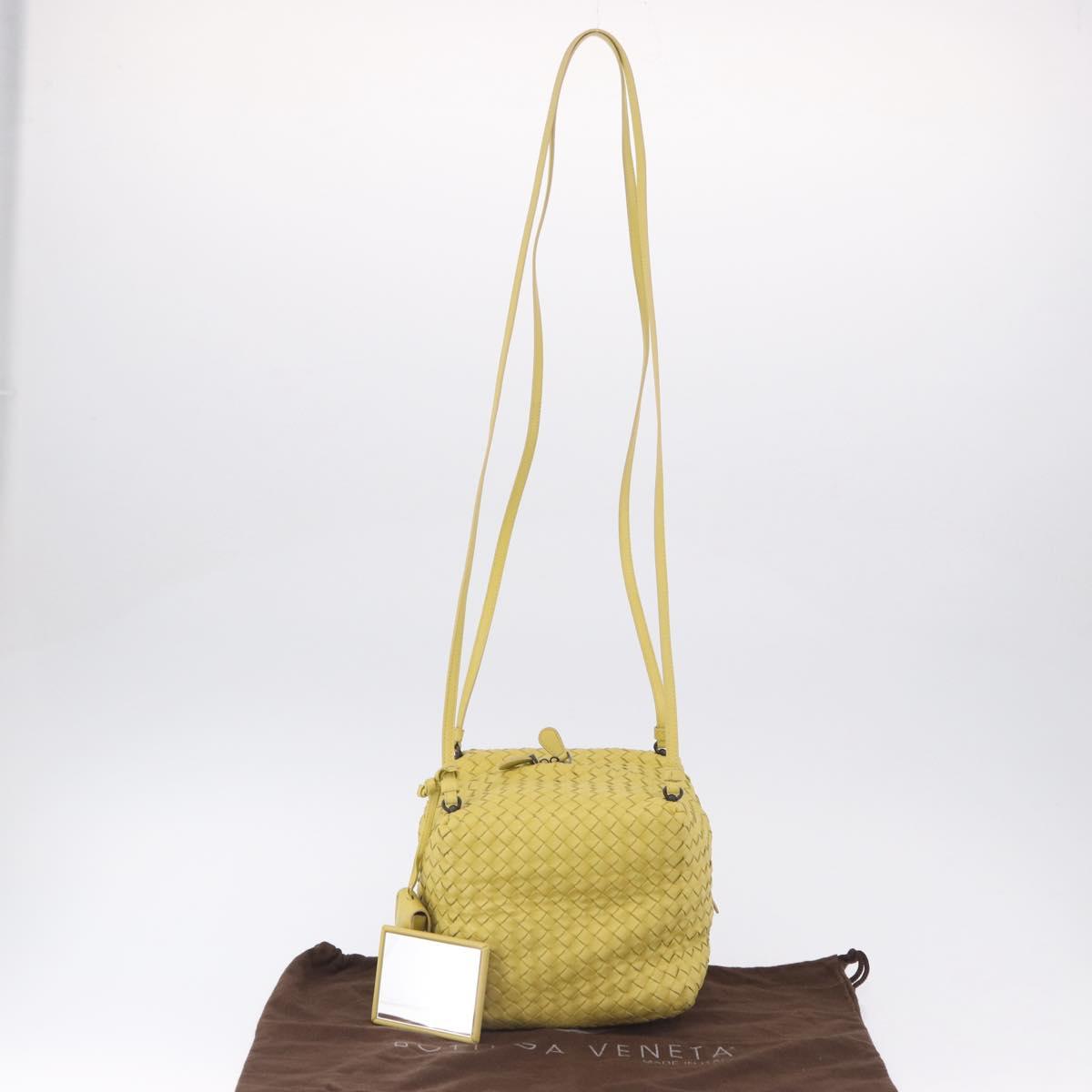 BOTTEGA VENETA INTRECCIATO Shoulder Bag Leather Yellow Auth 198629V