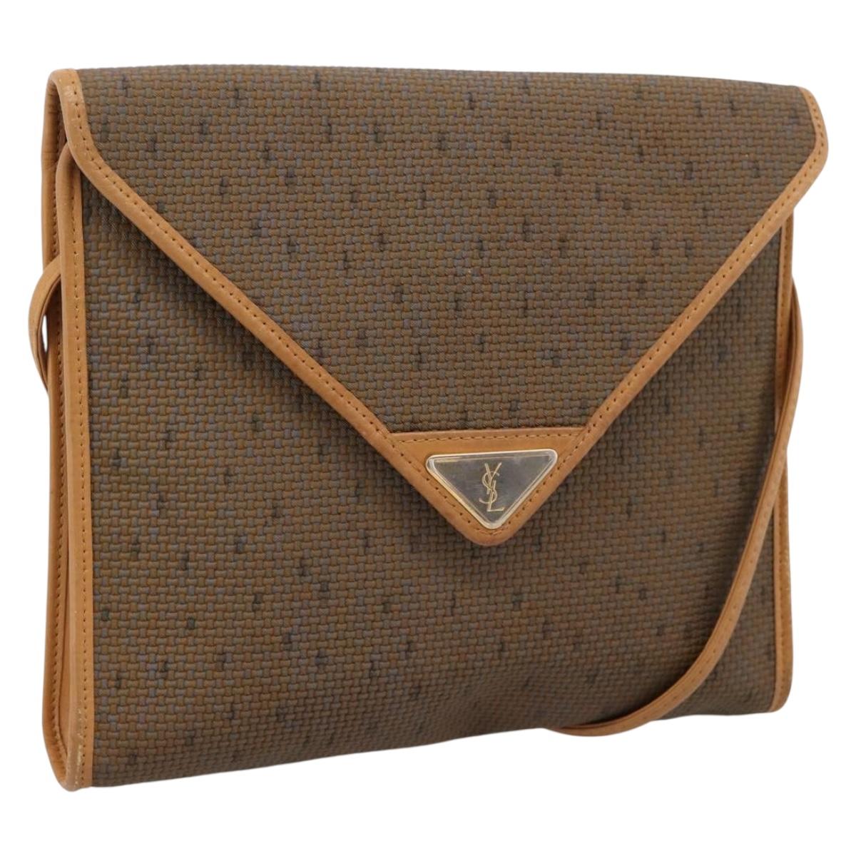 CELINE Shoulder Bag Canvas Brown Beige Auth 198630