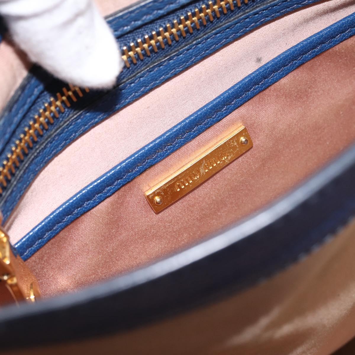 Miu Miu Hand Bag Leather 2way Blue Gold Tone Auth 198631A