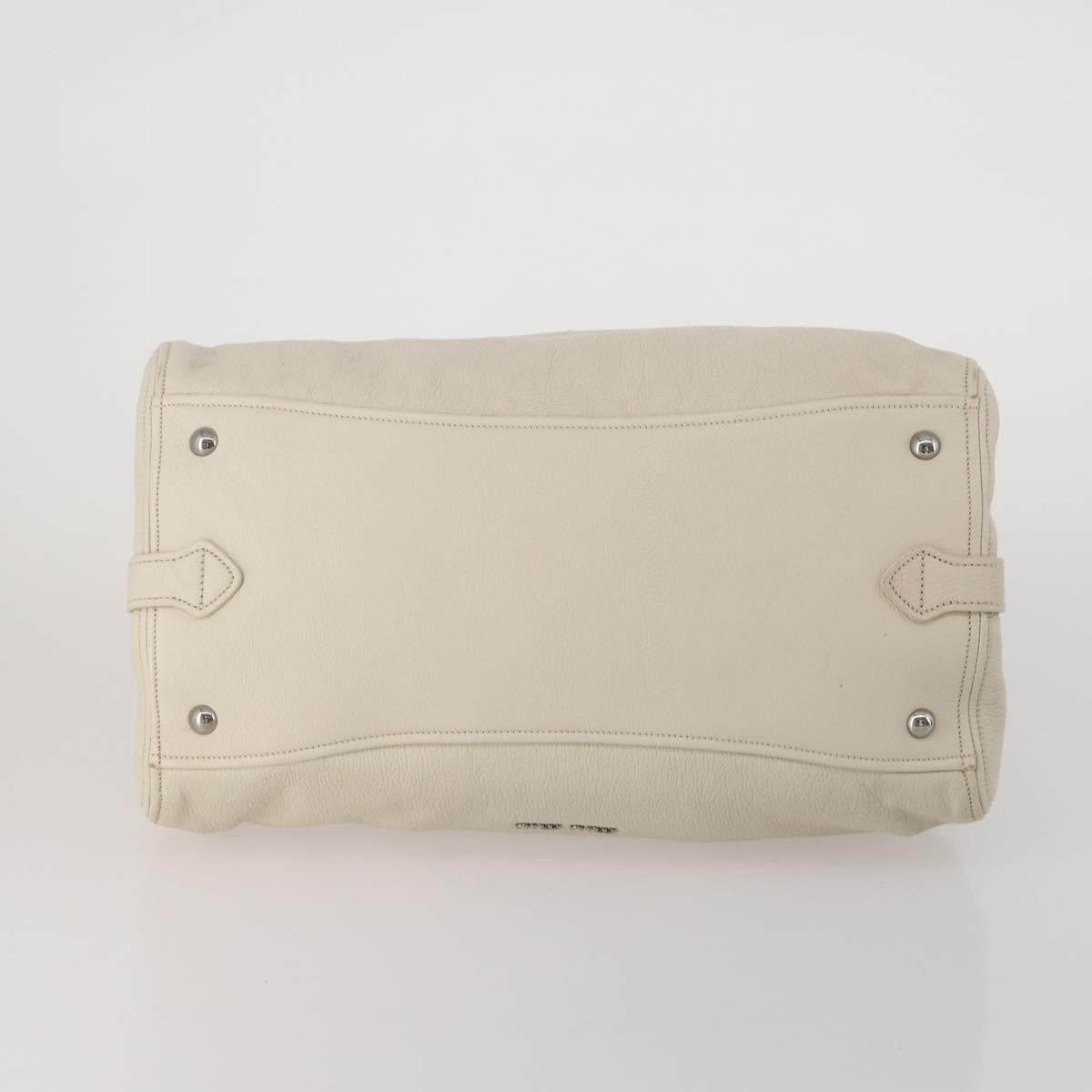 Miu Miu Hand Bag Leather 2way Ivory Silver Auth 198635A