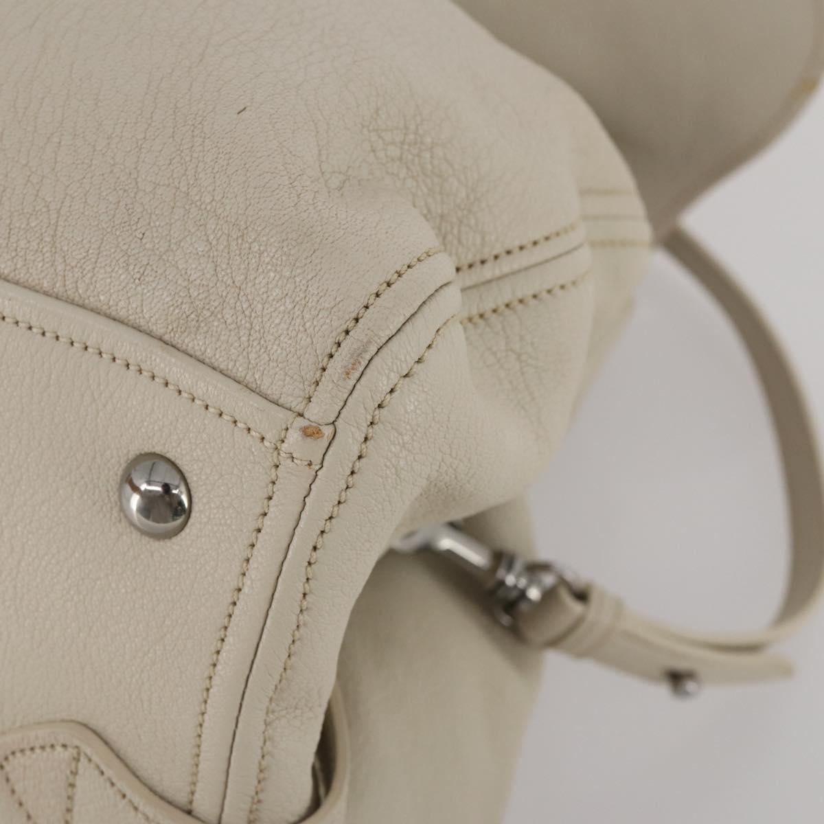 Miu Miu Hand Bag Leather 2way Ivory Silver Auth 198635A