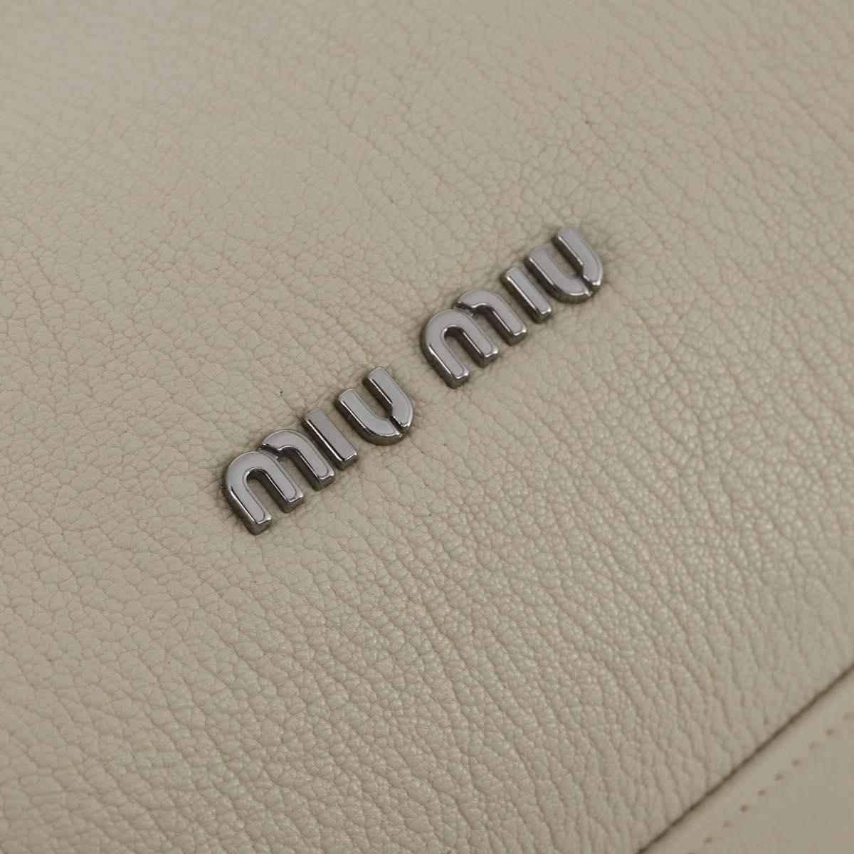 Miu Miu Hand Bag Leather 2way Ivory Silver Auth 198635A