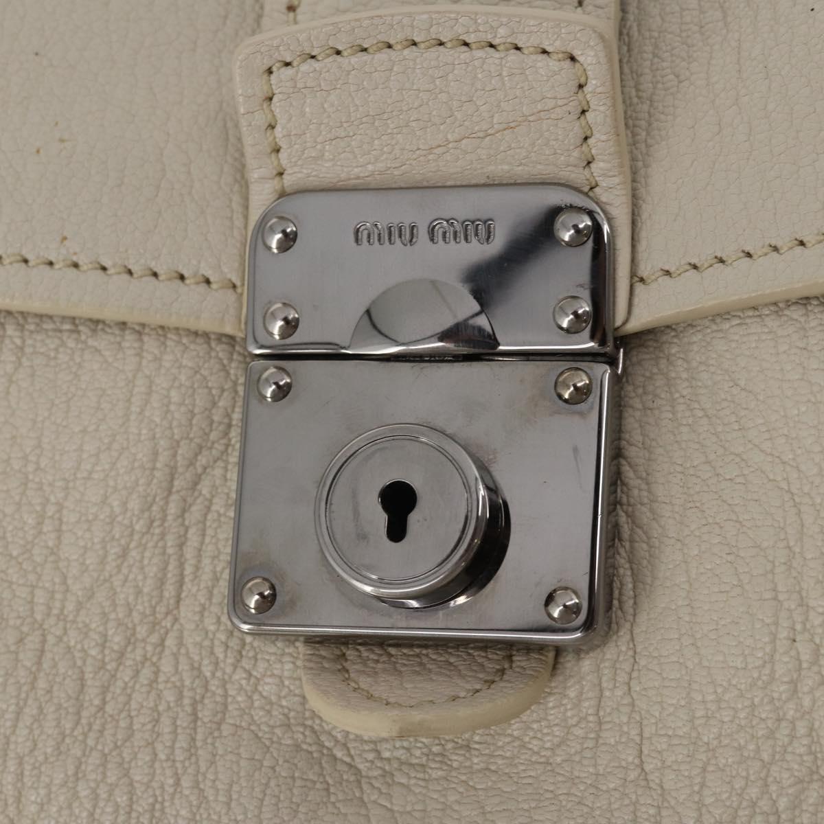 Miu Miu Hand Bag Leather 2way Ivory Silver Auth 198635A