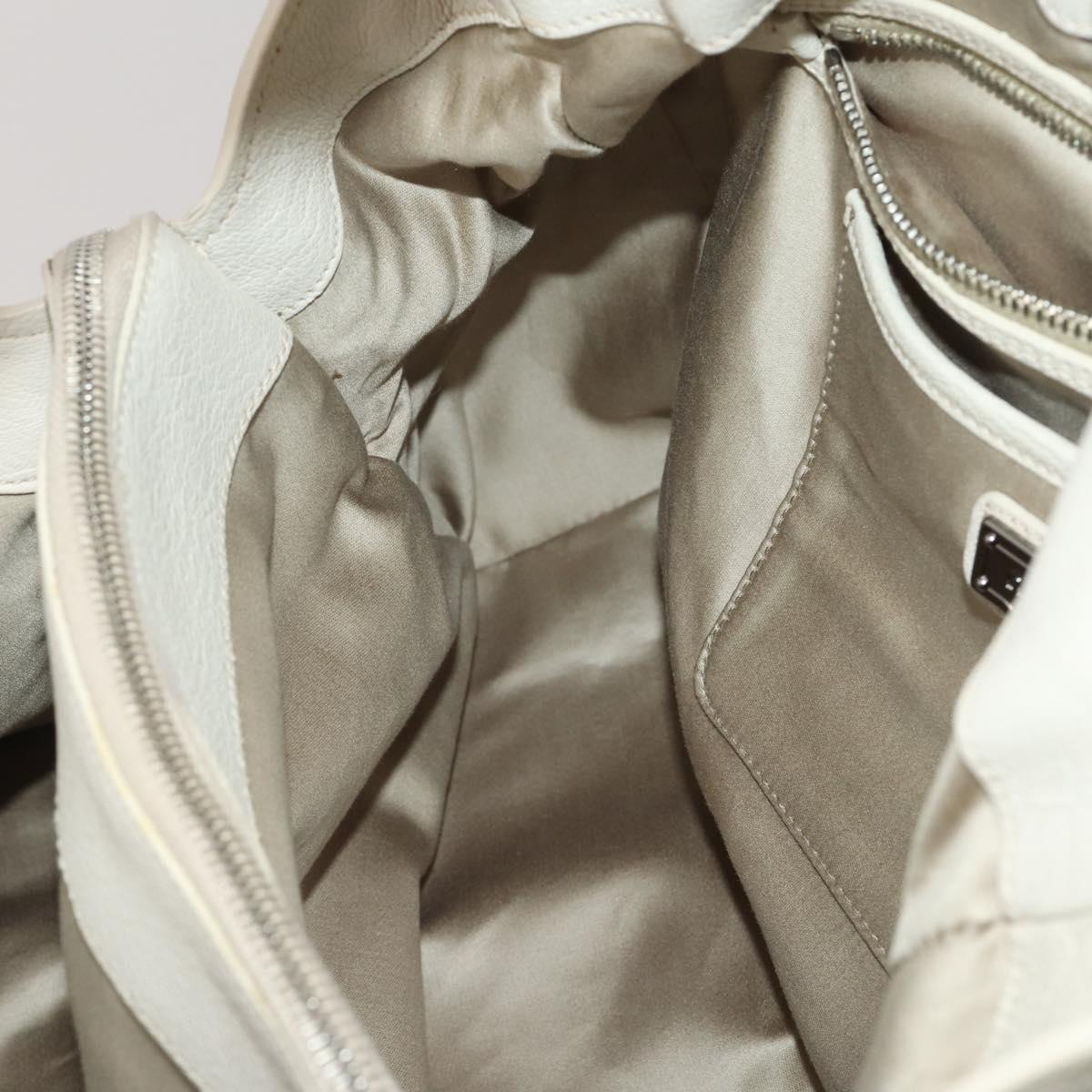Miu Miu Hand Bag Leather 2way Ivory Silver Auth 198635A