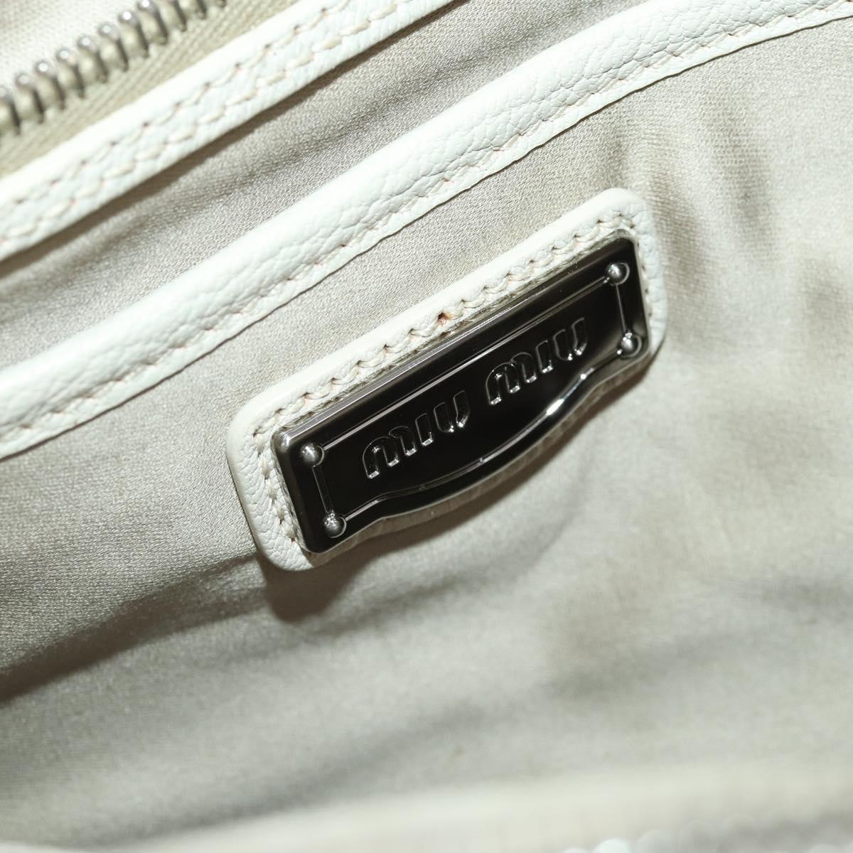 Miu Miu Hand Bag Leather 2way Ivory Silver Auth 198635A