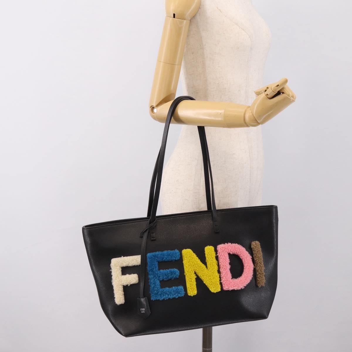 FENDI Tote Bag Leather Black Multicolor 8BH198 Auth 198636A