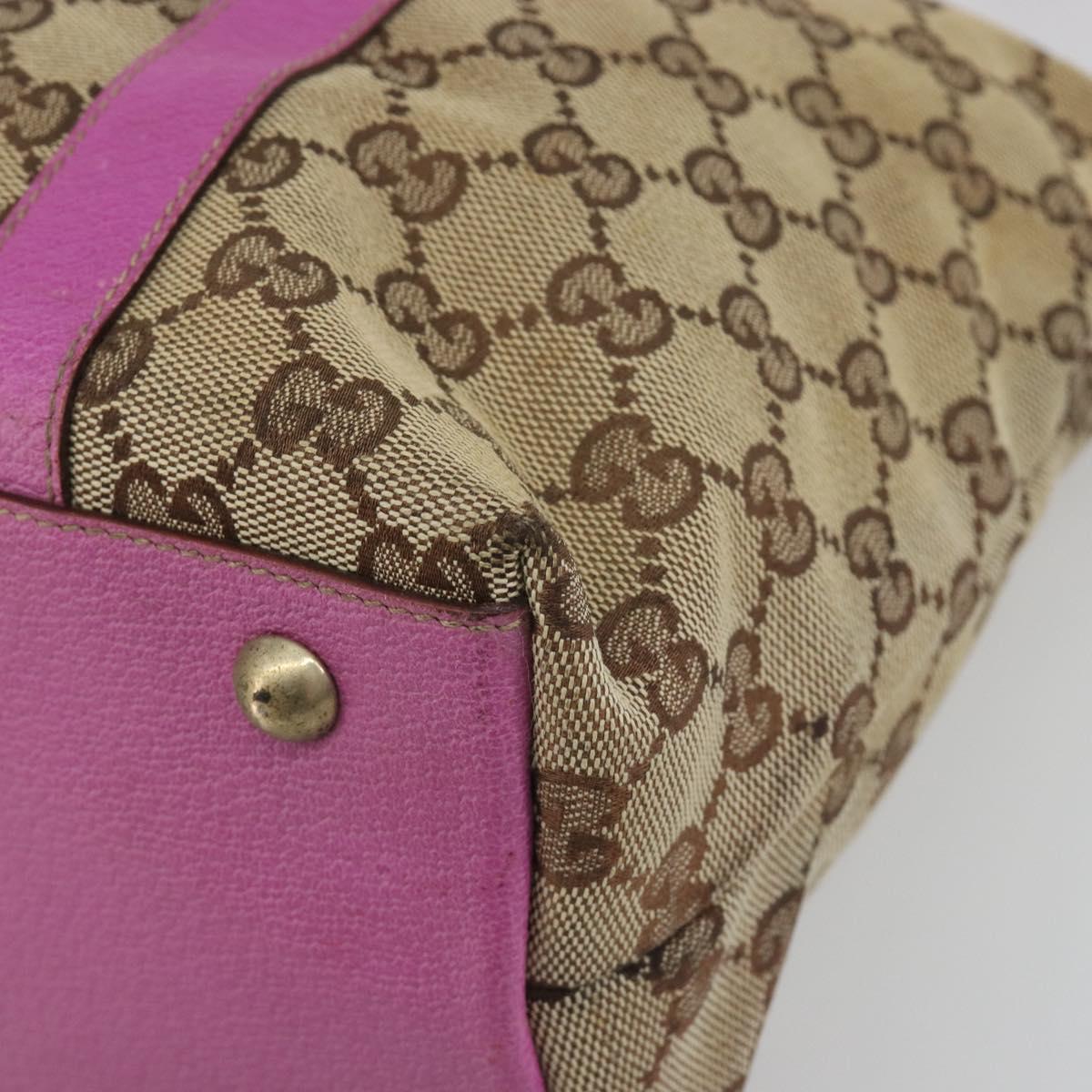 GUCCI GG Canvas Abbey Tote Bag Beige Gold Tone 141470 Auth 198637