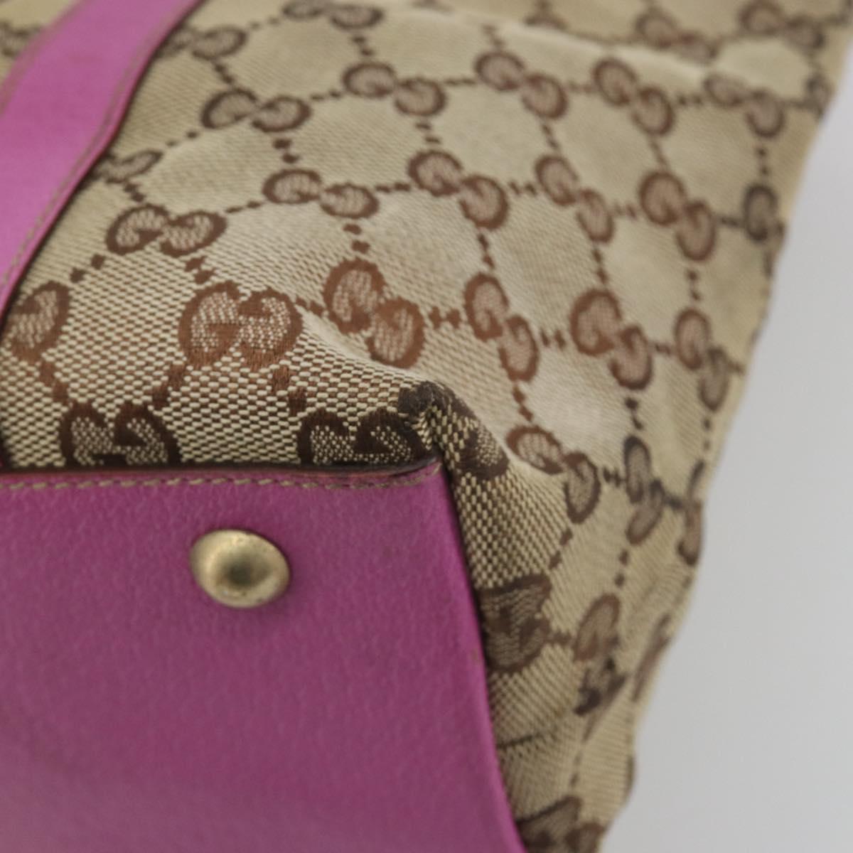 GUCCI GG Canvas Abbey Tote Bag Beige Gold Tone 141470 Auth 198637