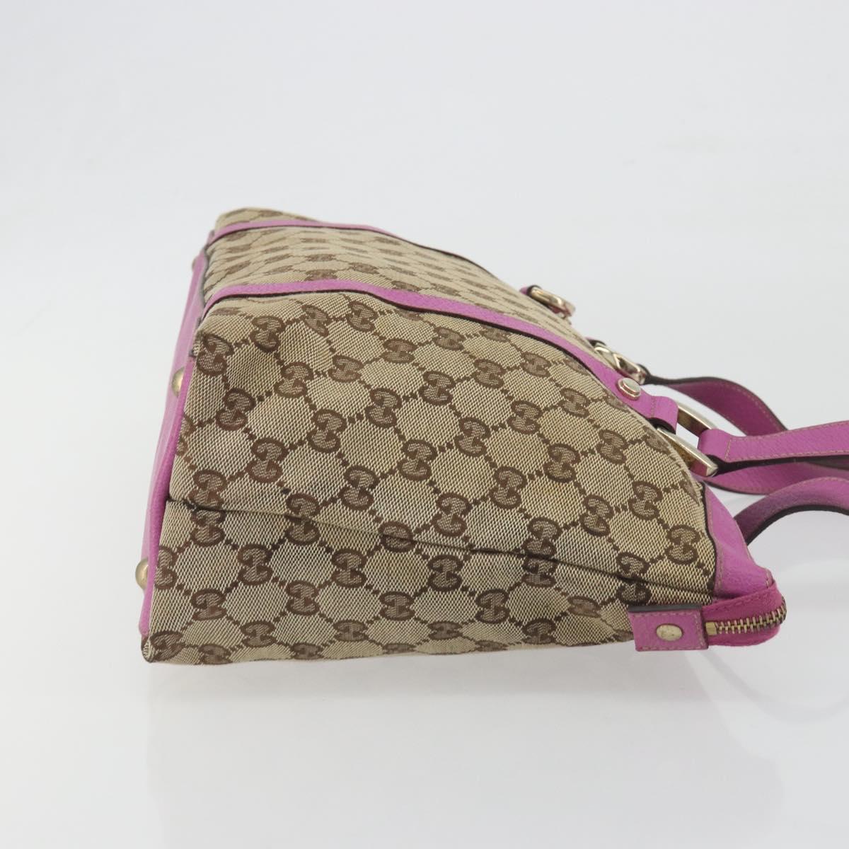 GUCCI GG Canvas Abbey Tote Bag Beige Gold Tone 141470 Auth 198637