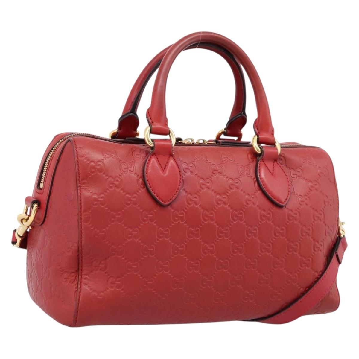 GUCCI GuccissimaGG Hand Bag Leather 2way Red Gold Tone 453573 Auth 198638