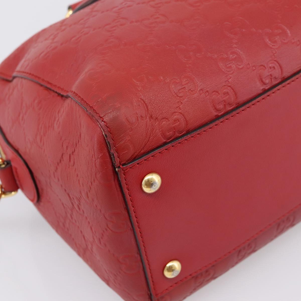GUCCI GuccissimaGG Hand Bag Leather 2way Red Gold Tone 453573 Auth 198638