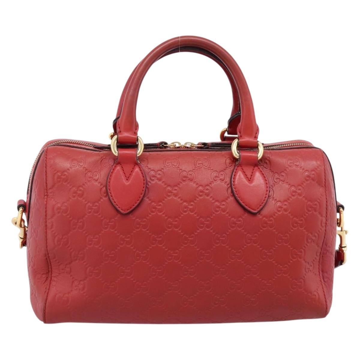 GUCCI GuccissimaGG Hand Bag Leather 2way Red Gold Tone 453573 Auth 198638