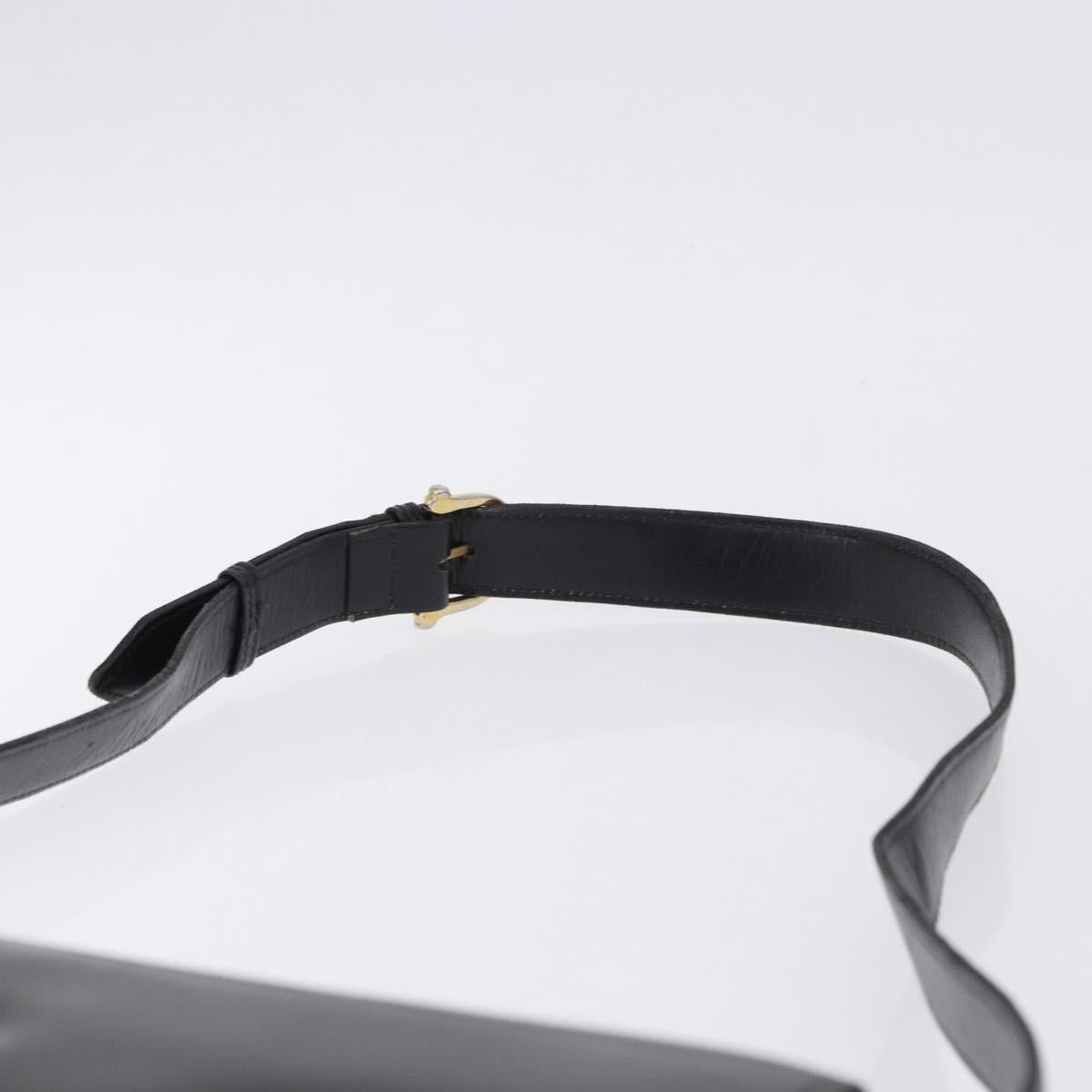 CELINE Horse Carriage Shoulder Bag Leather Black Gold Tone Auth 198641