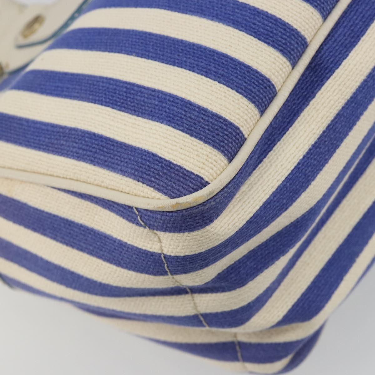 CELINE Boogie Bag Canvas Navy Gold Tone Auth 198642A