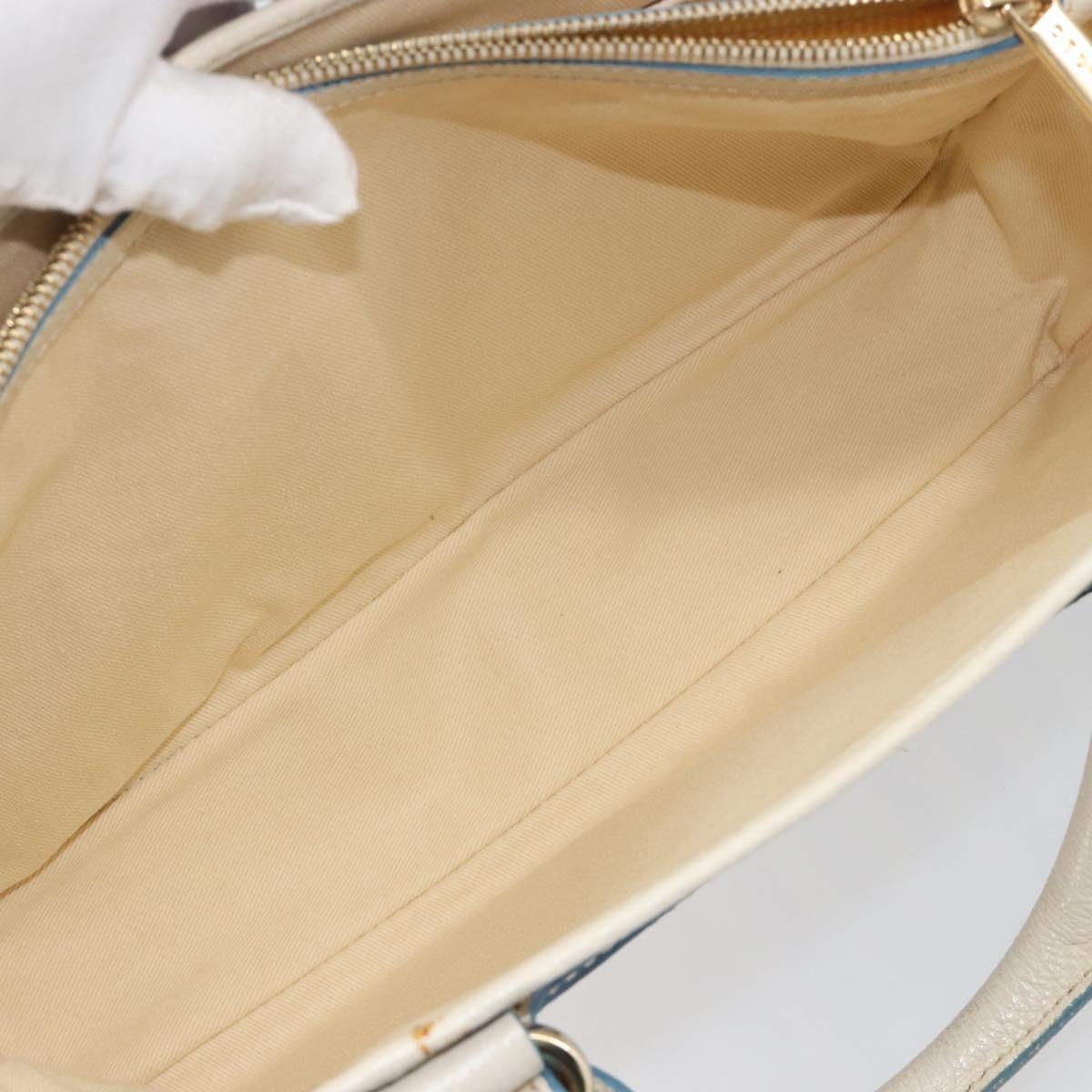 CELINE Boogie Bag Canvas Navy Gold Tone Auth 198642A