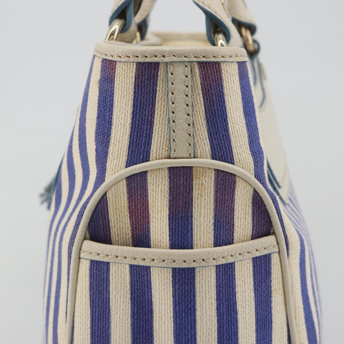 CELINE Boogie Bag Canvas Navy Gold Tone Auth 198642A