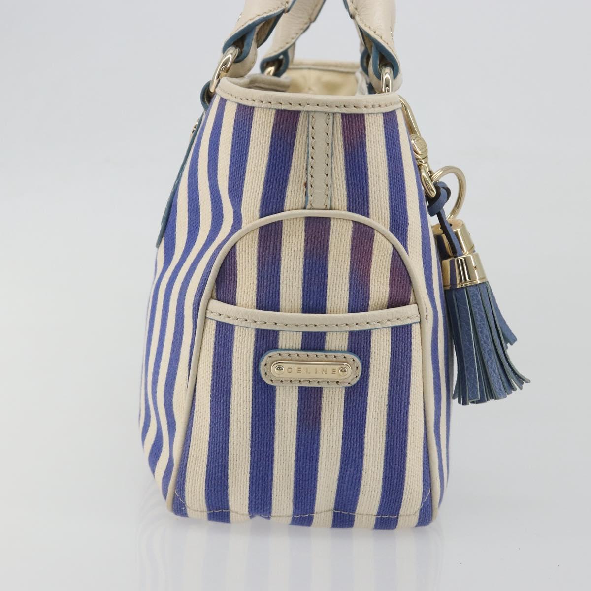 CELINE Boogie Bag Canvas Navy Gold Tone Auth 198642A