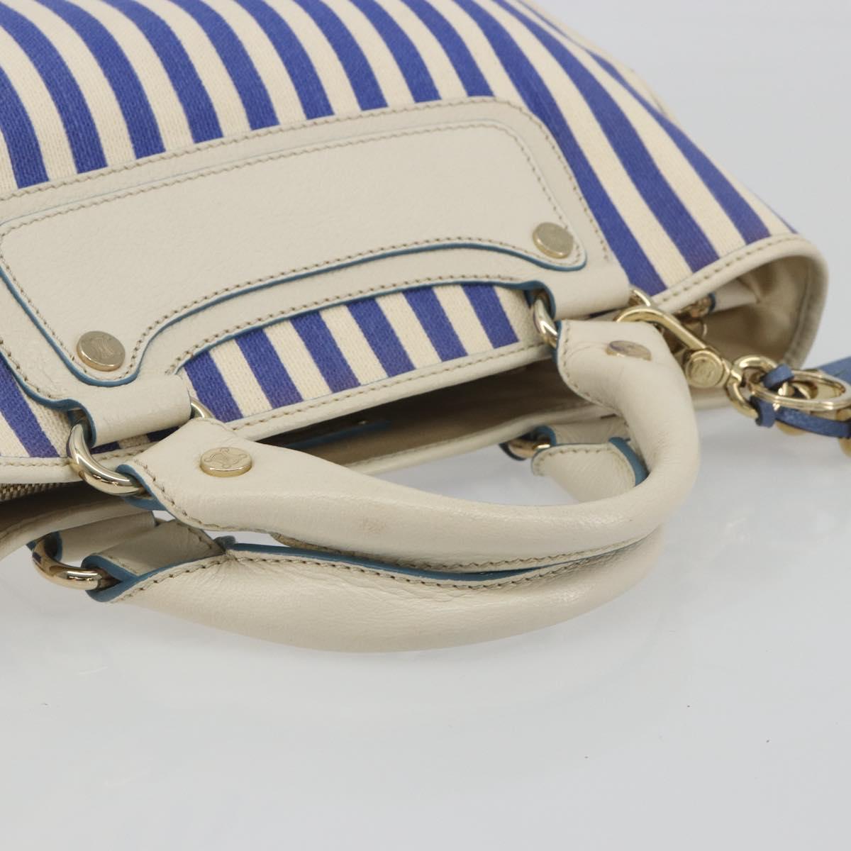 CELINE Boogie Bag Canvas Navy Gold Tone Auth 198642A