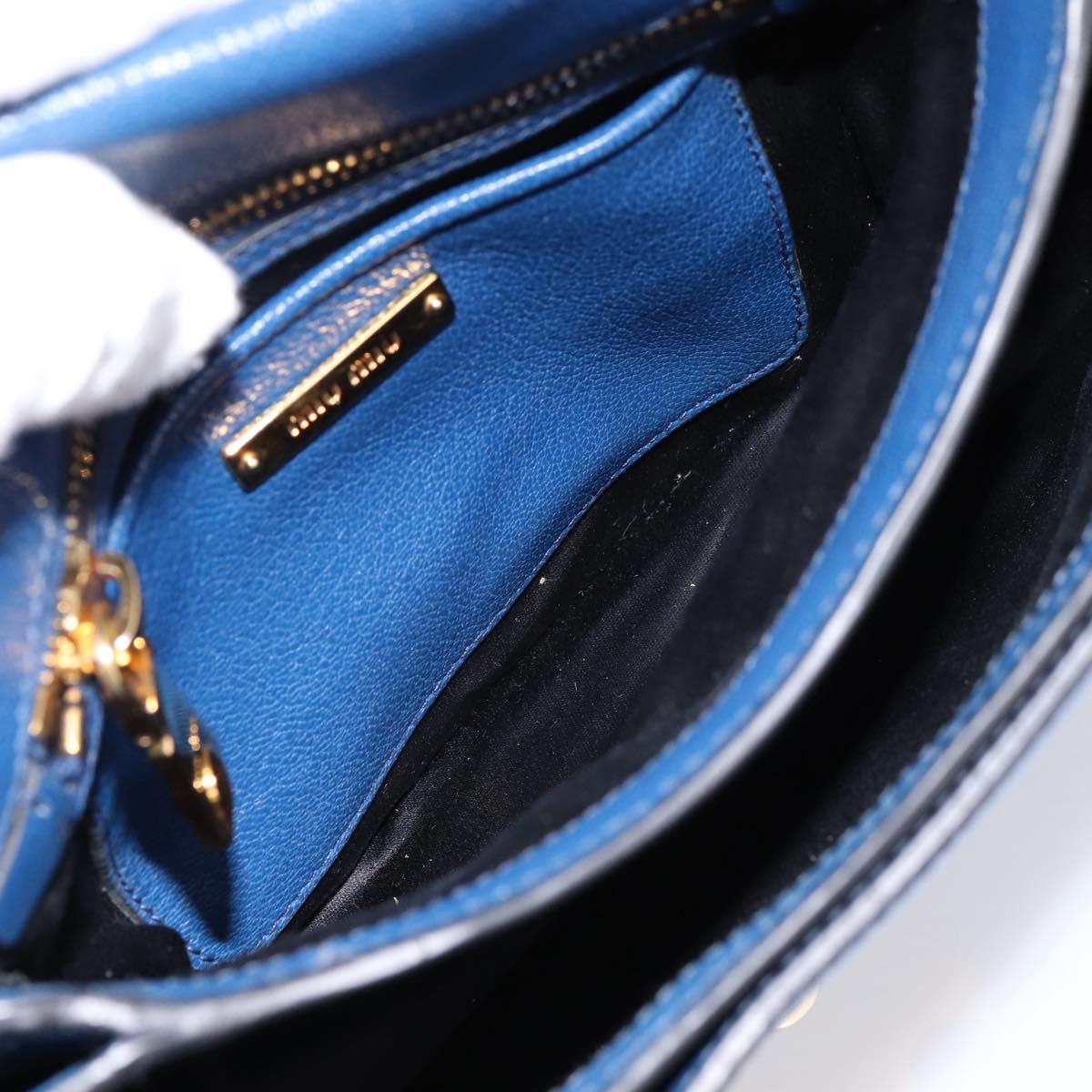 Miu Miu Shoulder Bag Leather Navy Gold Tone Auth 198643A