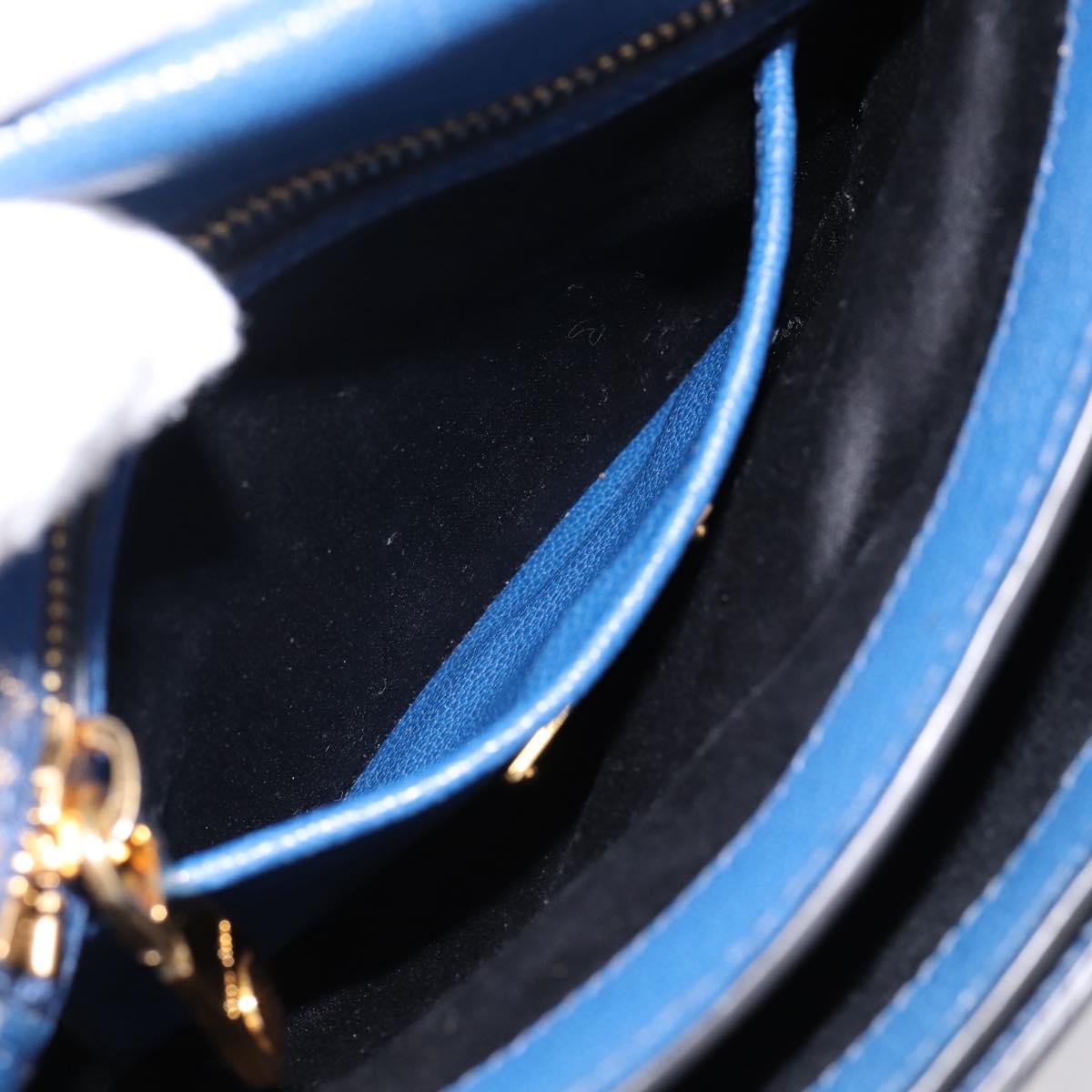 Miu Miu Shoulder Bag Leather Navy Gold Tone Auth 198643A