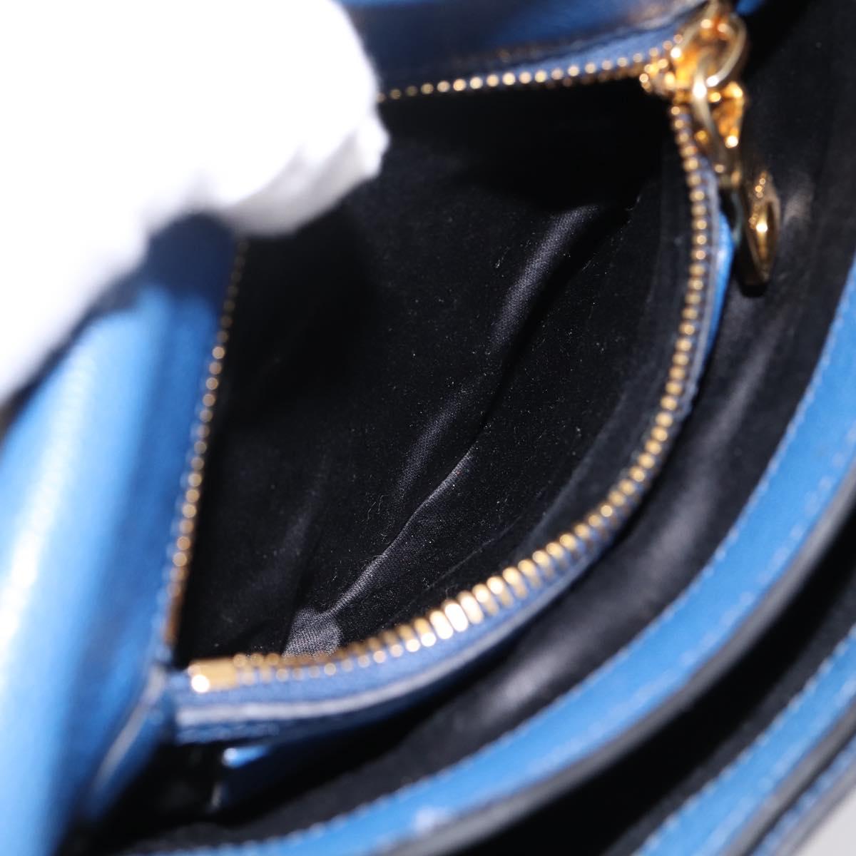 Miu Miu Shoulder Bag Leather Navy Gold Tone Auth 198643A
