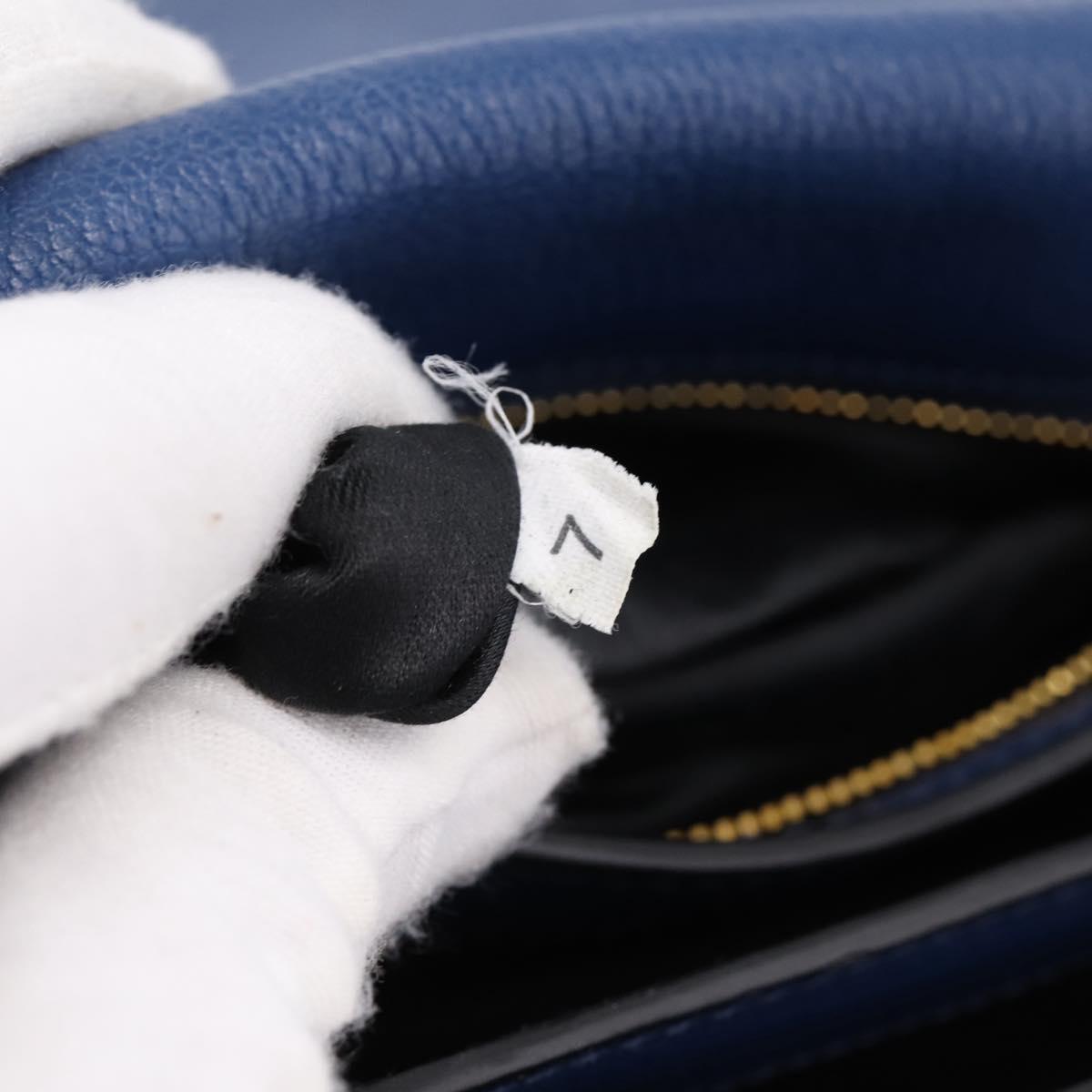 Miu Miu Shoulder Bag Leather Navy Gold Tone Auth 198643A