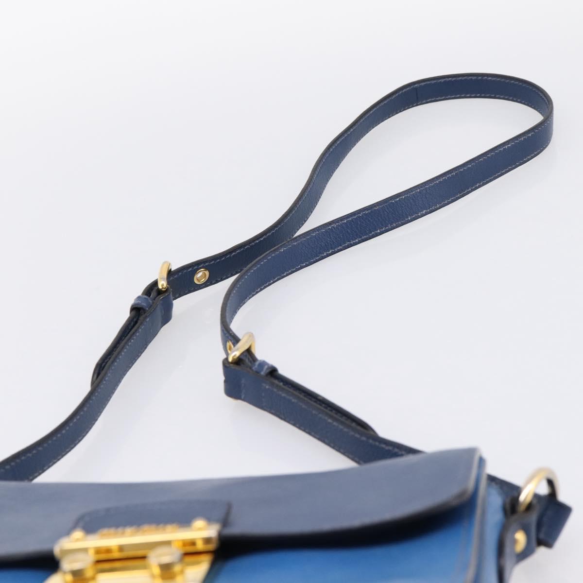 Miu Miu Shoulder Bag Leather Navy Gold Tone Auth 198643A