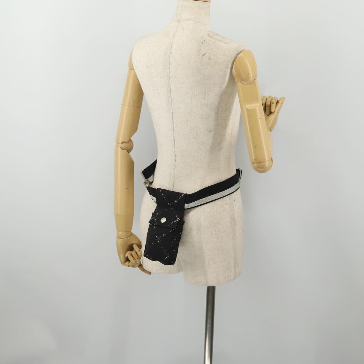 CHANEL Travel Line Waist Bag Nylon Black Silver CC Auth 198646A