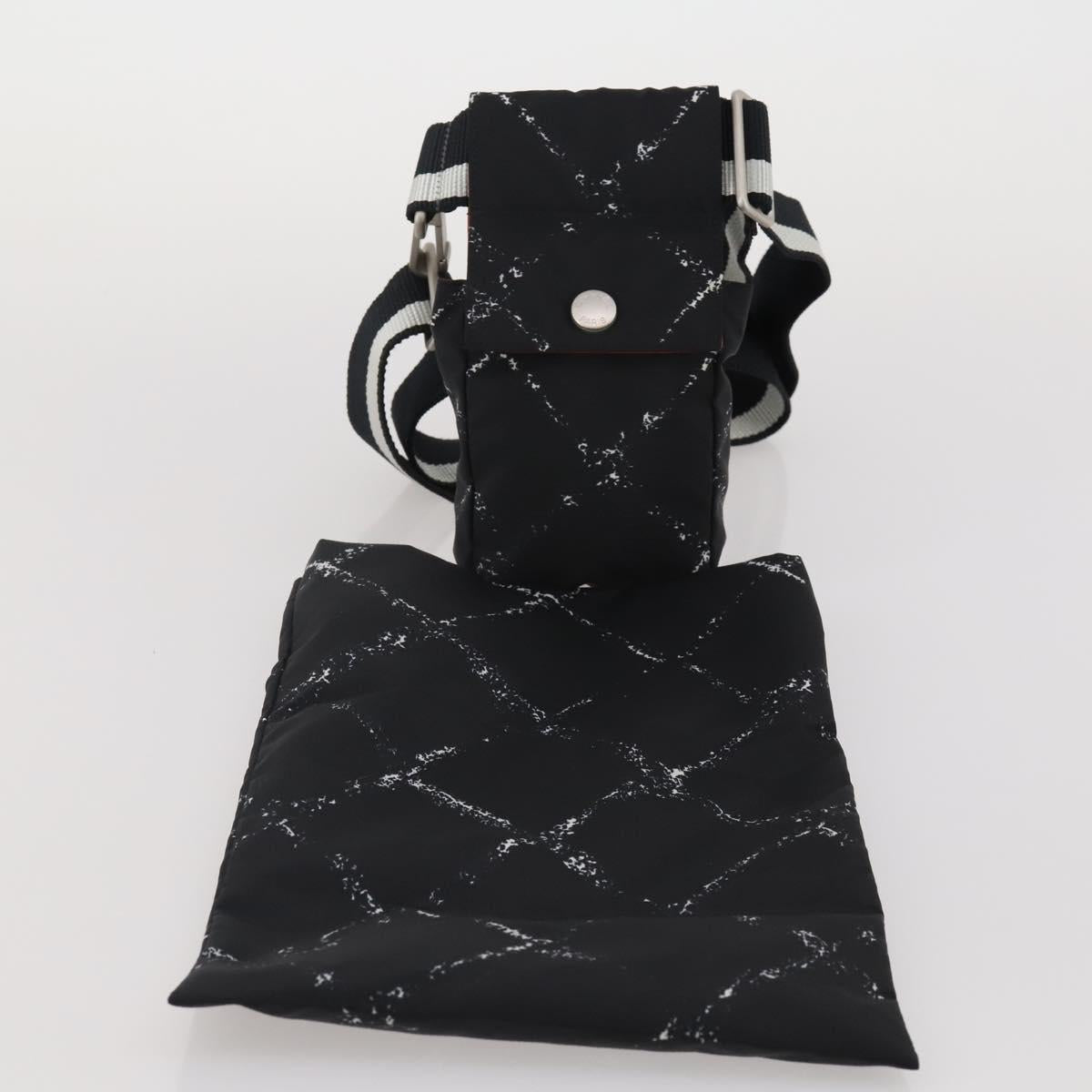 CHANEL Travel Line Waist Bag Nylon Black Silver CC Auth 198646A