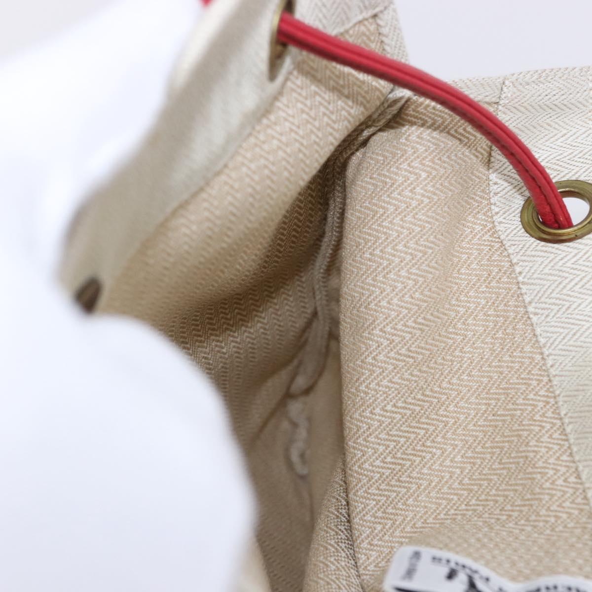 HERMES Aline PM Shoulder Bag Canvas Beige Red Auth 198647A