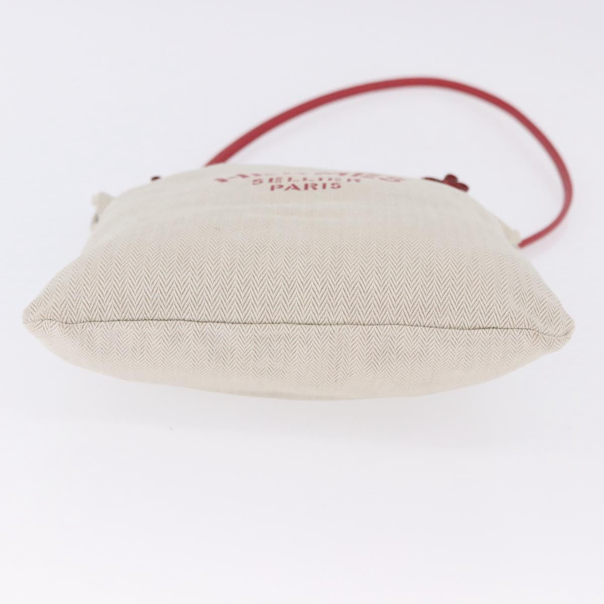 HERMES Aline PM Shoulder Bag Canvas Beige Red Auth 198647A
