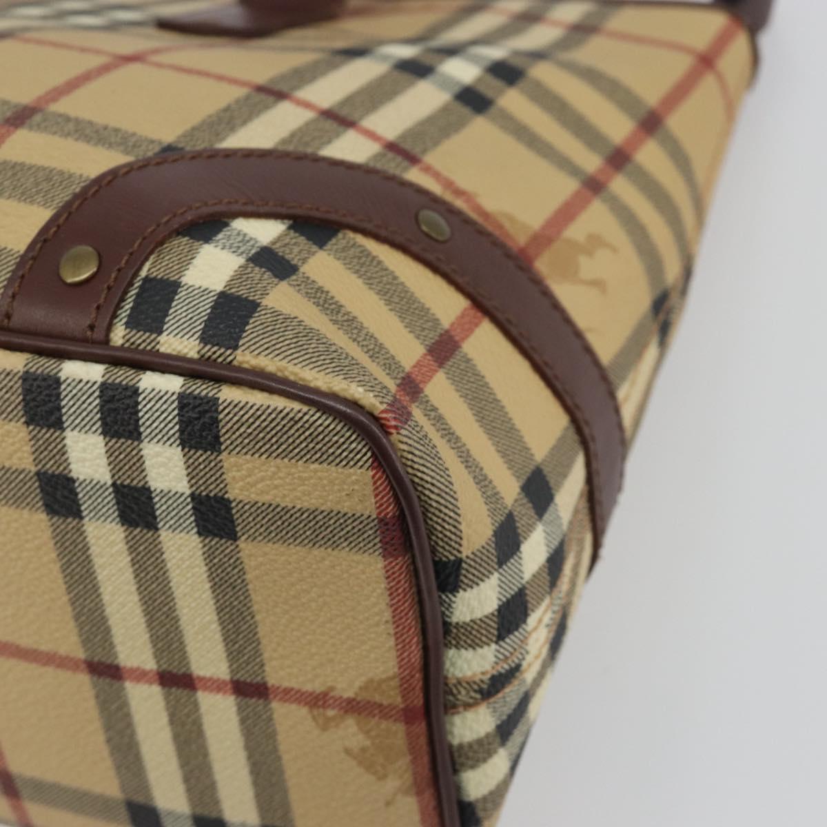 BURBERRY Nova Check Tote Bag PVC Leather Beige Brown Auth 198649A