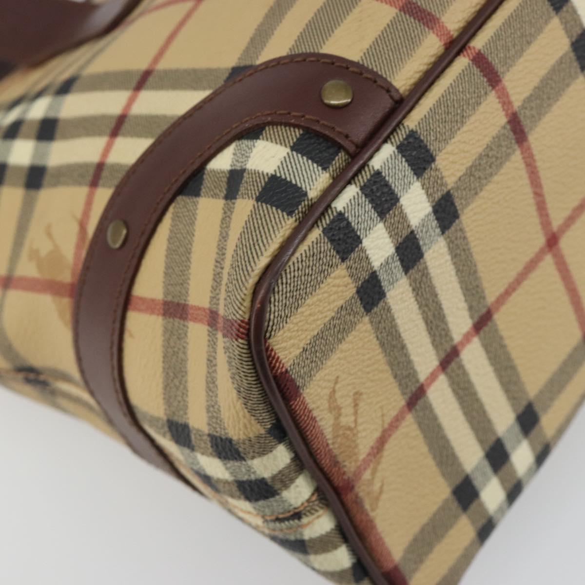 BURBERRY Nova Check Tote Bag PVC Leather Beige Brown Auth 198649A