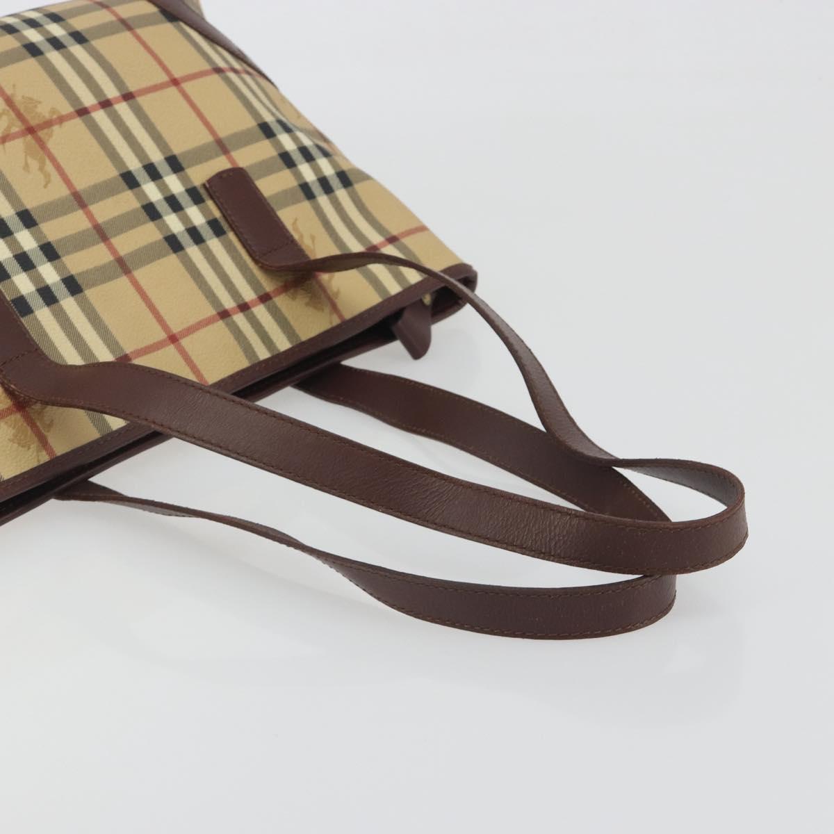 BURBERRY Nova Check Tote Bag PVC Leather Beige Brown Auth 198649A